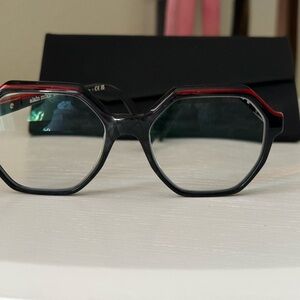 Women’s Hexagonal Black and Red Alain Mikli Fashion Glasses